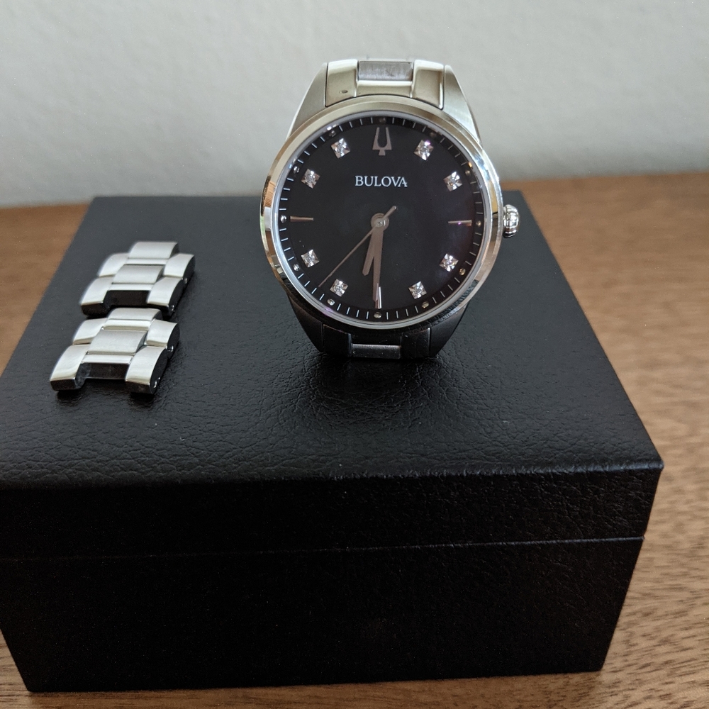 Bulova Sutton Black Mother of Pearl Dial Women's Watch - Picture 4 of 6